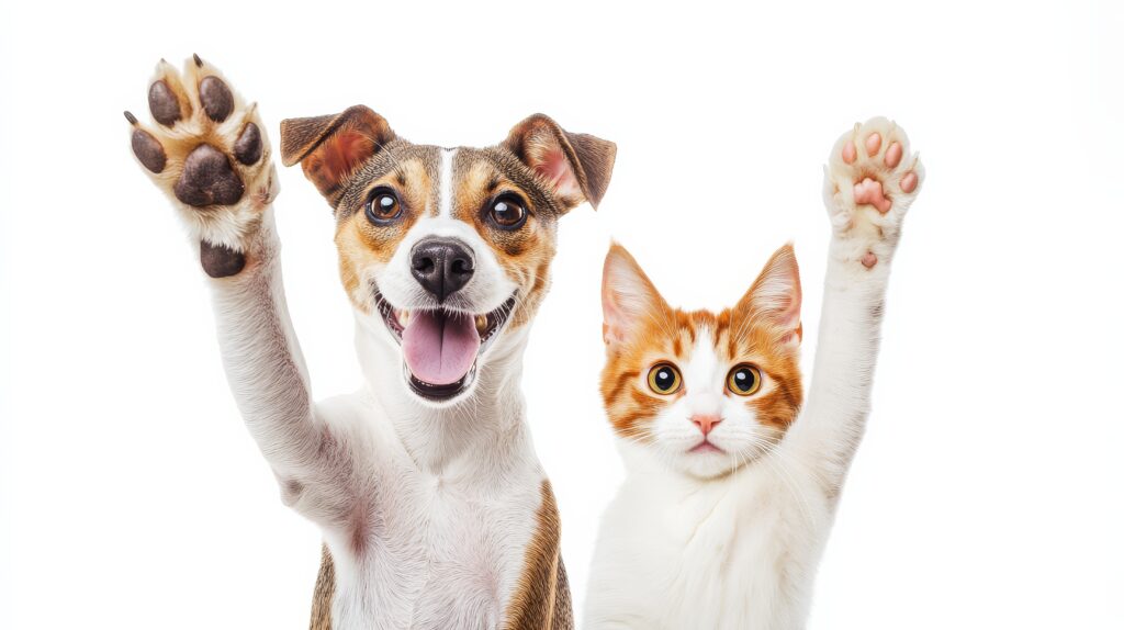 vision de gatos y perros siendo amigos
